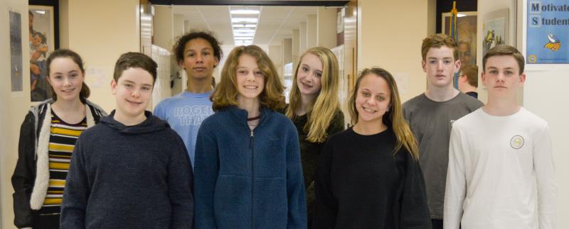 Beacon’s eighth-grade Math League team members are in back (l-r) Abby Betts, ZyKai Vester, Mikaylah Lindsay and Declan Morrisey. In front are Shane Whittam, Evan Sydnor, Haylee Workman and Ryan Pickard. SUBMITTED PHOTOS